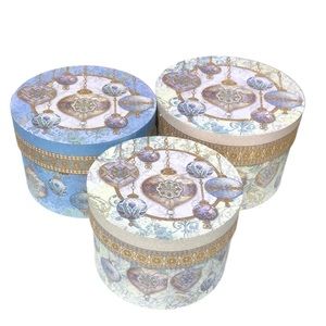 Punch Studio Ivory Ornaments Decorative Storage Nesting Hat Boxes, 3 ct